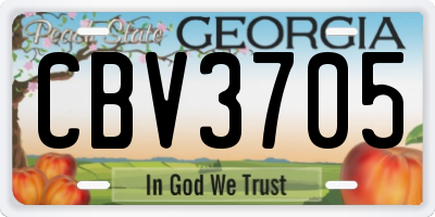 GA license plate CBV3705