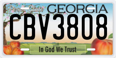GA license plate CBV3808
