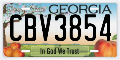 GA license plate CBV3854