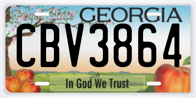 GA license plate CBV3864