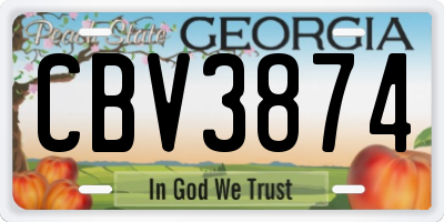 GA license plate CBV3874