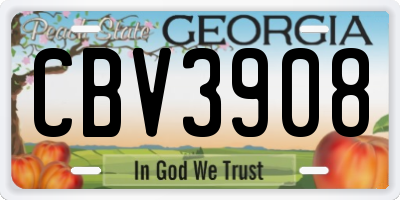 GA license plate CBV3908