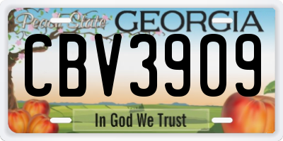 GA license plate CBV3909