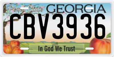 GA license plate CBV3936