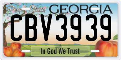 GA license plate CBV3939