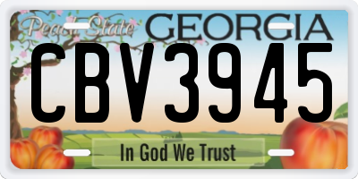 GA license plate CBV3945