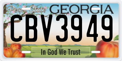 GA license plate CBV3949