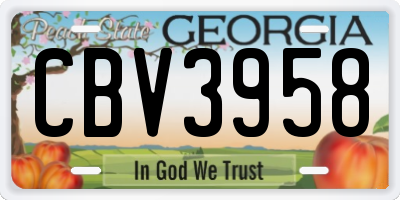 GA license plate CBV3958