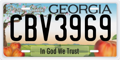 GA license plate CBV3969