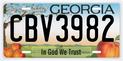 GA license plate CBV3982