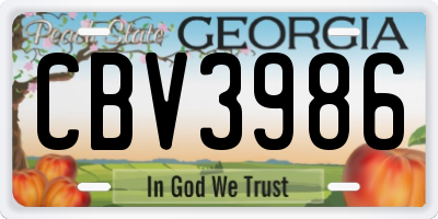 GA license plate CBV3986