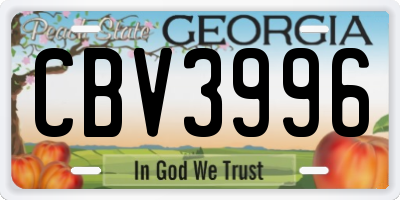 GA license plate CBV3996
