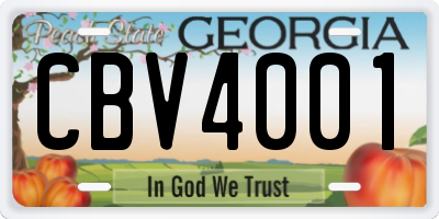 GA license plate CBV4001