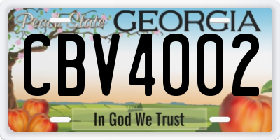GA license plate CBV4002