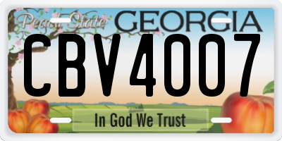 GA license plate CBV4007