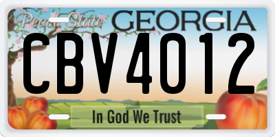 GA license plate CBV4012