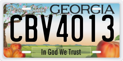GA license plate CBV4013
