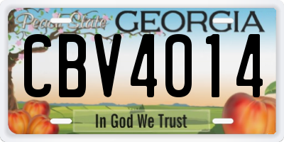 GA license plate CBV4014