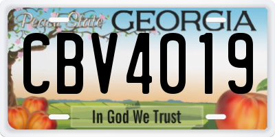 GA license plate CBV4019