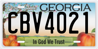 GA license plate CBV4021