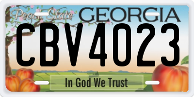GA license plate CBV4023