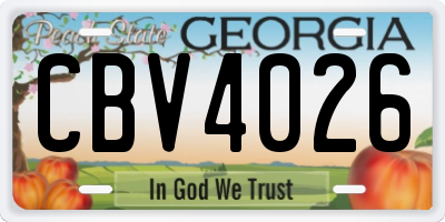 GA license plate CBV4026