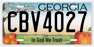 GA license plate CBV4027