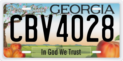 GA license plate CBV4028