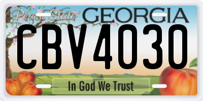 GA license plate CBV4030