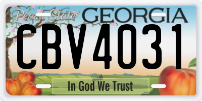 GA license plate CBV4031