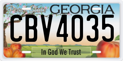 GA license plate CBV4035