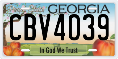 GA license plate CBV4039