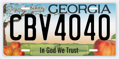 GA license plate CBV4040
