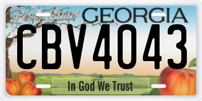 GA license plate CBV4043