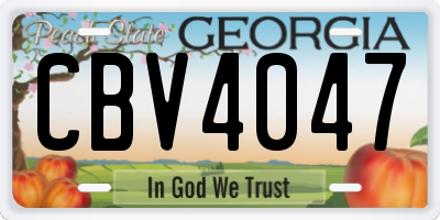 GA license plate CBV4047