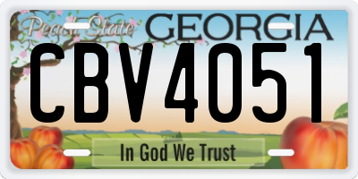 GA license plate CBV4051