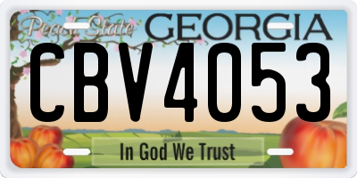 GA license plate CBV4053