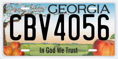 GA license plate CBV4056