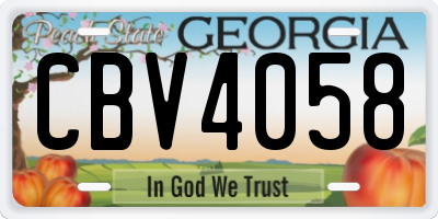 GA license plate CBV4058