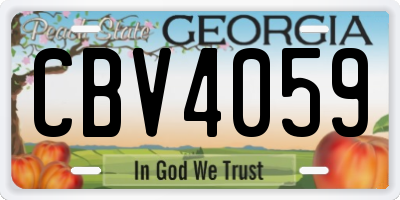 GA license plate CBV4059