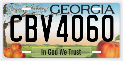 GA license plate CBV4060