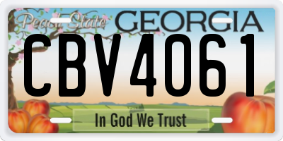 GA license plate CBV4061