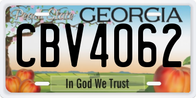 GA license plate CBV4062