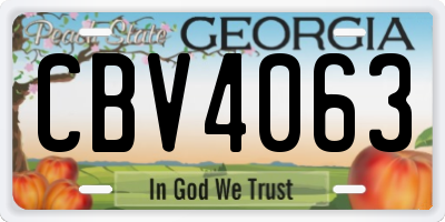 GA license plate CBV4063