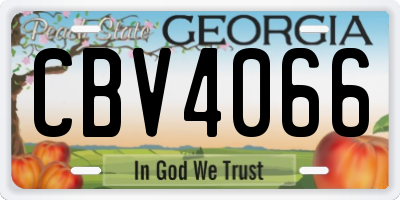 GA license plate CBV4066