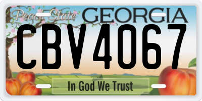 GA license plate CBV4067