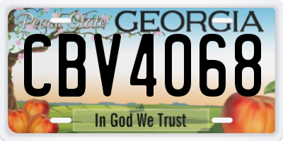 GA license plate CBV4068