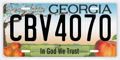 GA license plate CBV4070