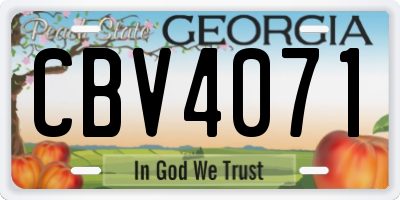 GA license plate CBV4071