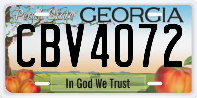 GA license plate CBV4072